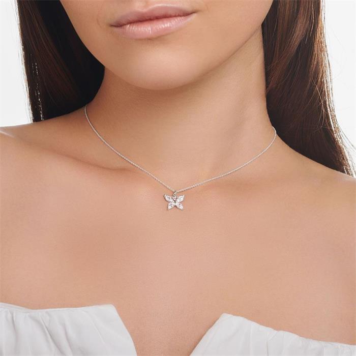 Silver butterfly pendant necklace