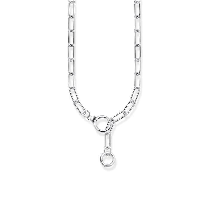 Men's link necklace in 925 silver, black zirconia