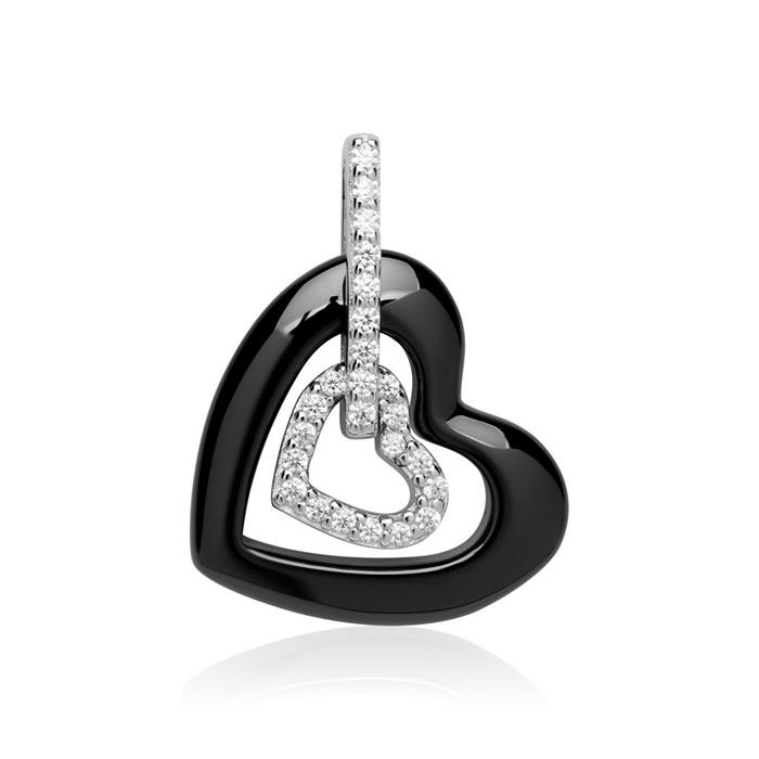 Heart pendant made of sterling silver zirconia ceramic