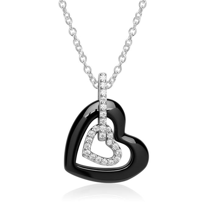 Heart pendant made of sterling silver zirconia ceramic