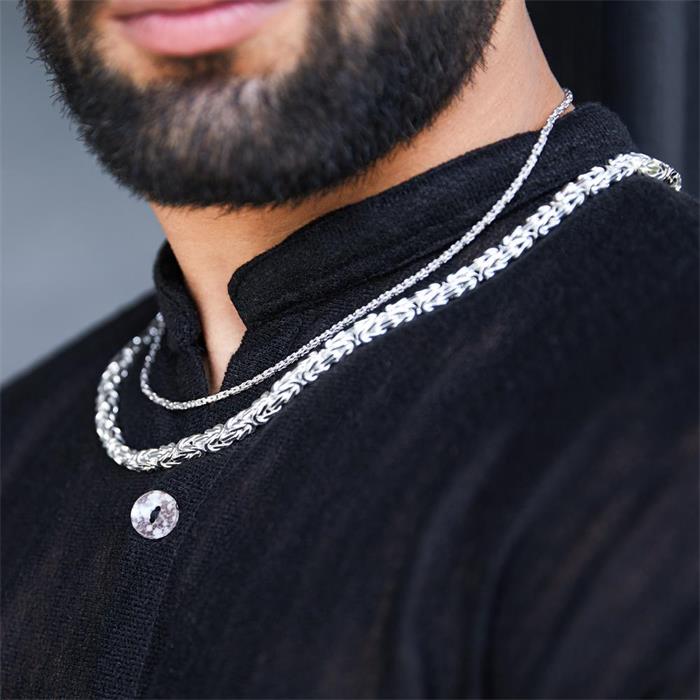 Men's byzantine necklace in sterling silver, 2,0 mm
