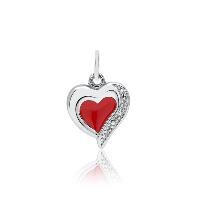 Pendant sterling silver red heart