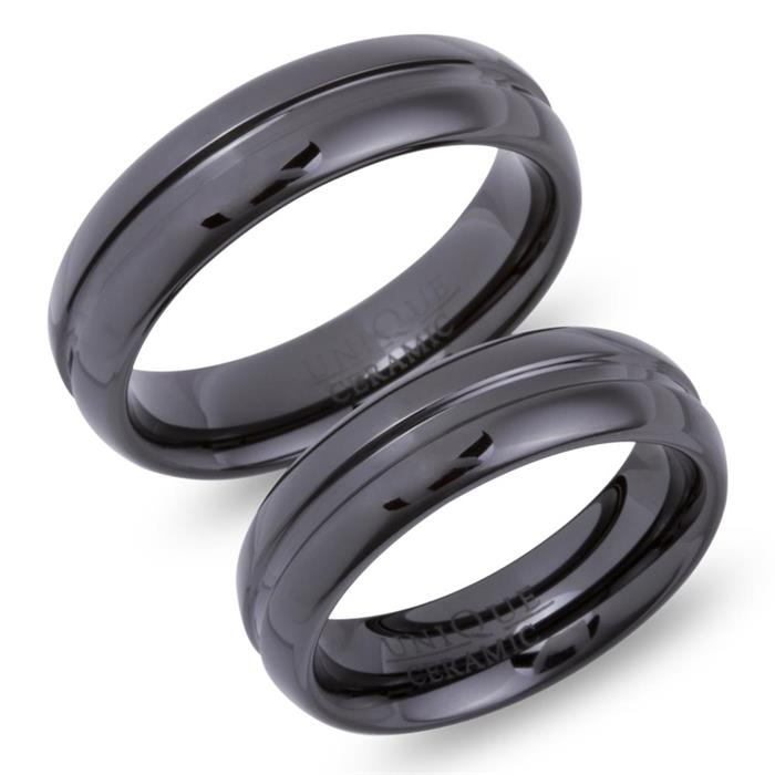 Exclusive black ceramic wedding rings scratch resistant