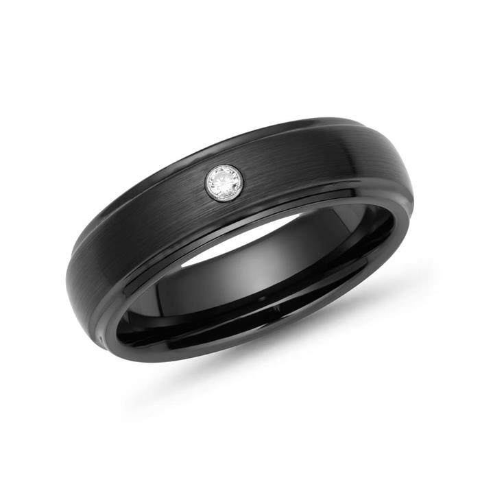 Exclusivo anillo de cerámica negra resistente a los arañazos