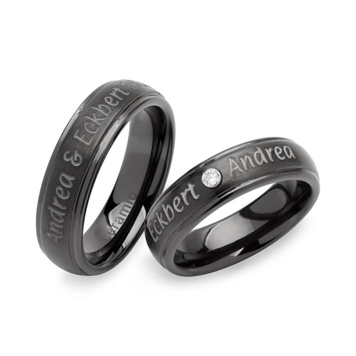 High-quality ceramic wedding rings with laser engraving