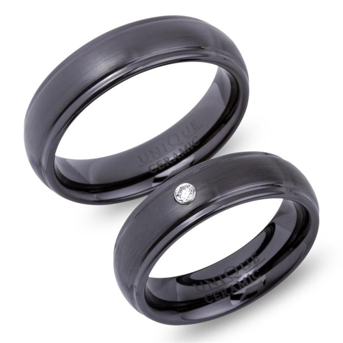 Exclusive black ceramic wedding rings scratch resistant