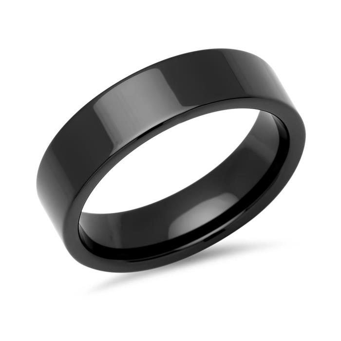 Ceramic wedding ring set with black surface