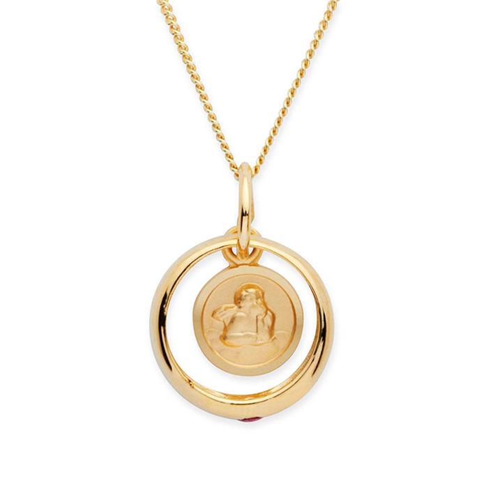 8ct gold christening necklace ruby angel