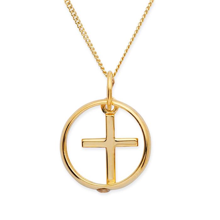 8ct gold christening chain: zirconia cross