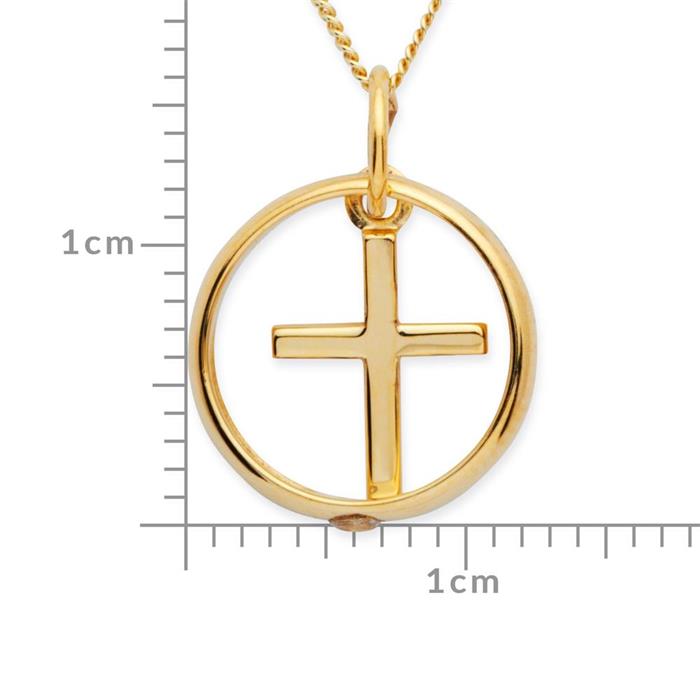 8 quilates gold christening necklace: cruz de circonitas