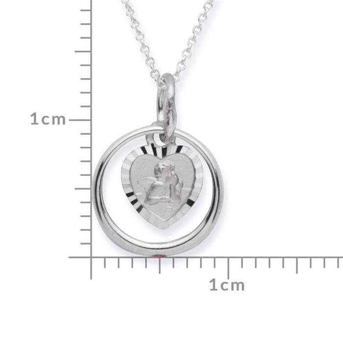 Sterling silver christening necklace ruby angel