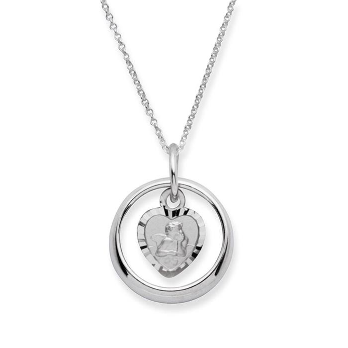 Sterling silver baptismal necklace polished angel