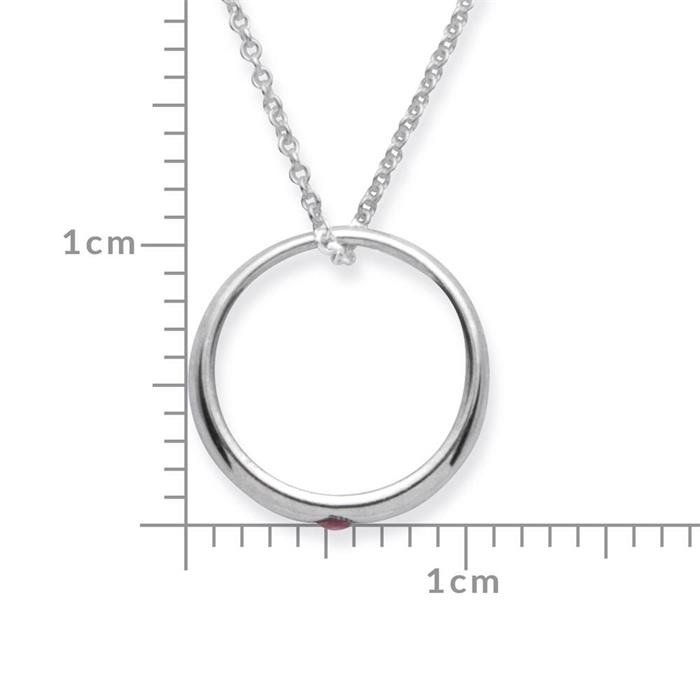 Polished silver christening necklace ruby