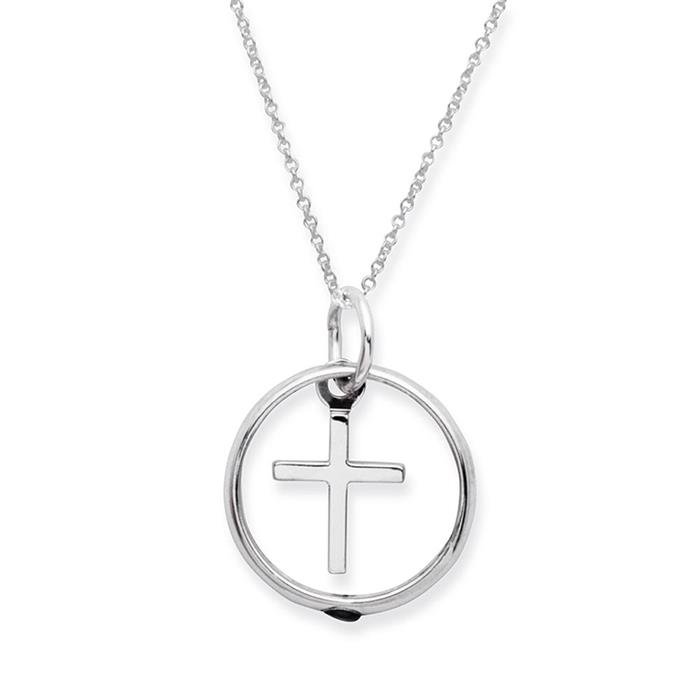 Christening necklace sterling silver sapphire cross