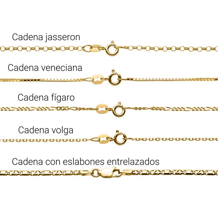 Cadena con nombre en oro amarillo 14 quilates cadenas seleccionables