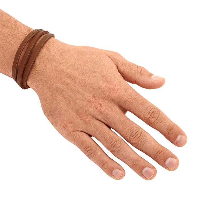Bruine leren armband met graveerbare sluiting
