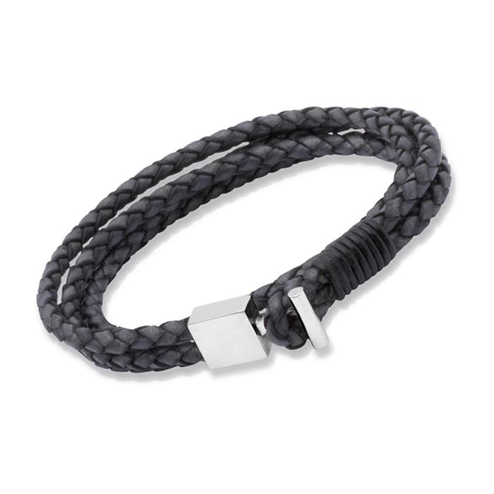 Leather bracelet with stainless steel clasp