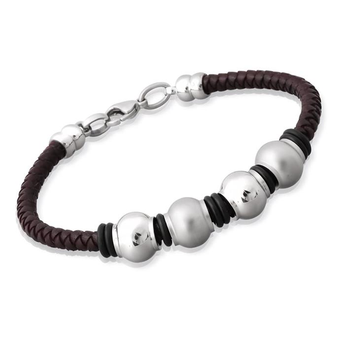 Brown leather strap stainless steel clasp