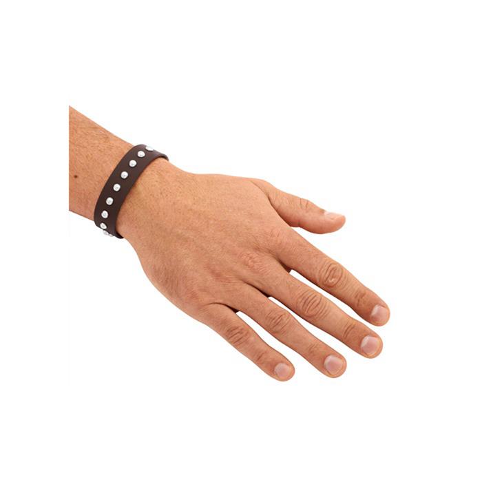 Lederarmband braun Nieten verstellbar 18-22cm