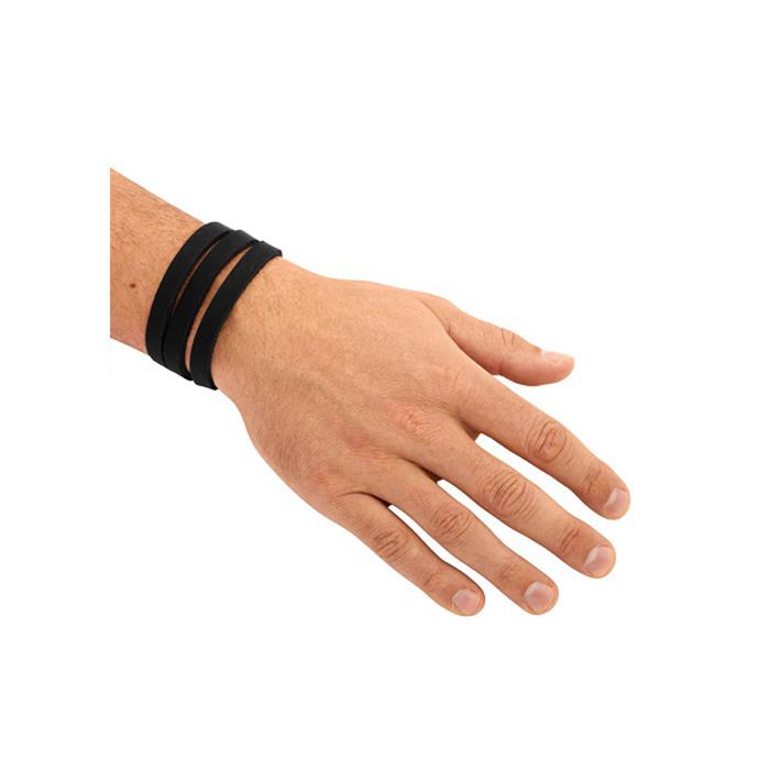 Armband Leder Edelstahlverschl. schwarz 58cm