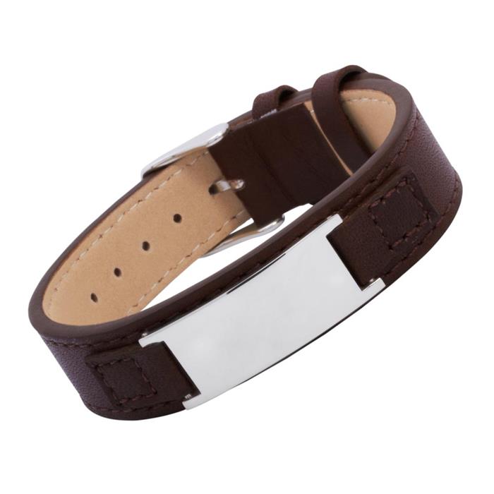Bracelet Leather Brown Adjustable 14.0-17.5cm