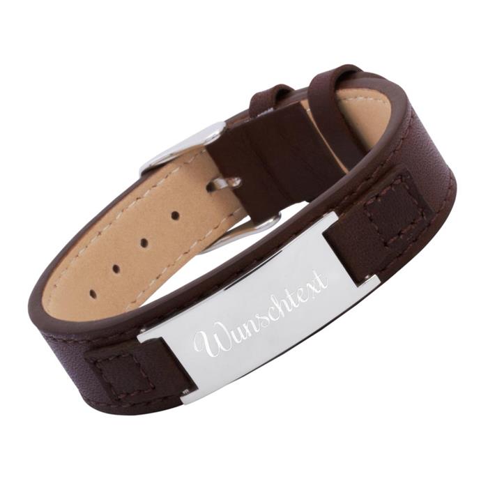 Bracelet Leather Brown Adjustable 14.0-17.5cm