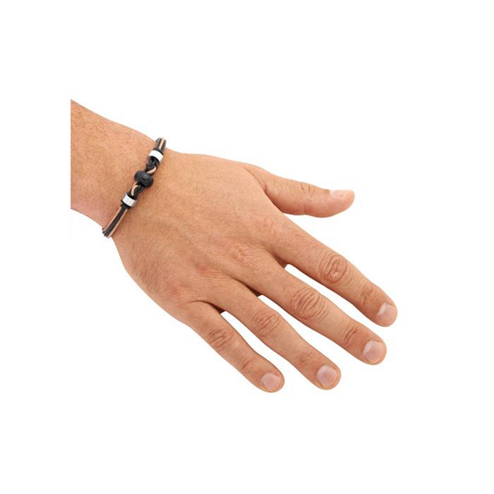 Geflochtenes Leder Armband schwarz hellbraun