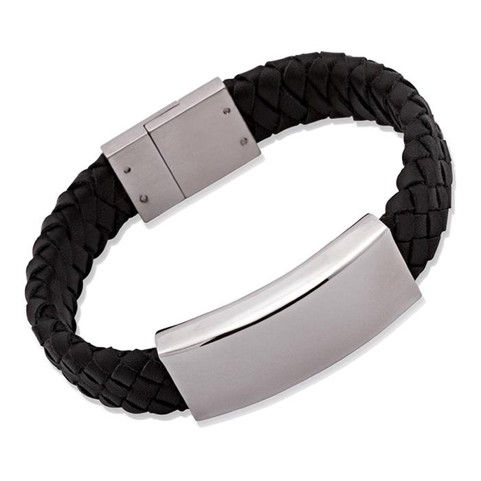 Schwarzes Lederarmband mit Magnetverschluss