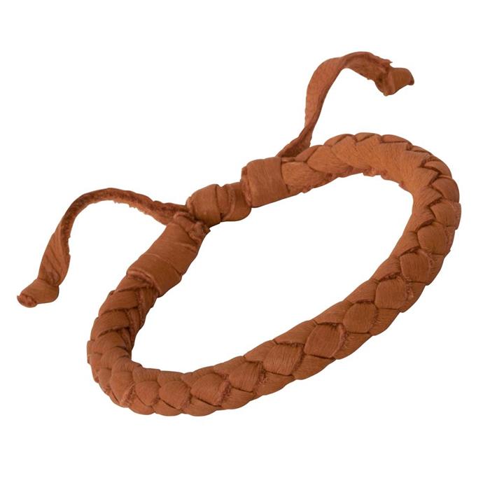 Pulsera de cuero marrón con cierre de cordón