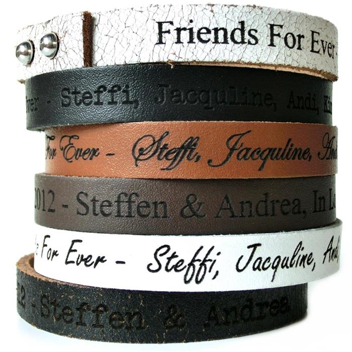 Bracelet Unisex Real Leather With Laser Engraving