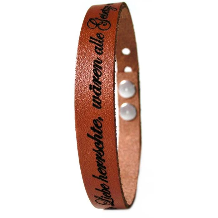 Bracelet Unisex Real Leather With Laser Engraving