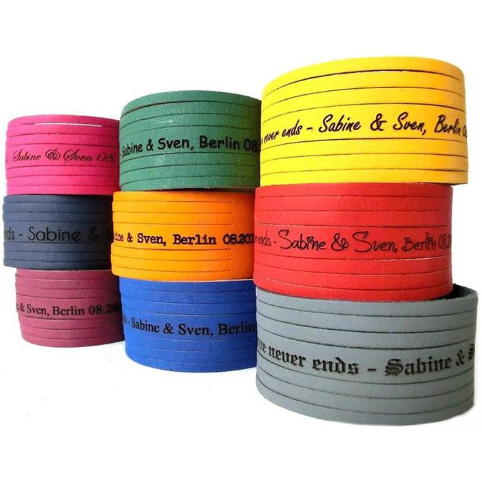 Leather bracelet different colours incl. laser engraving