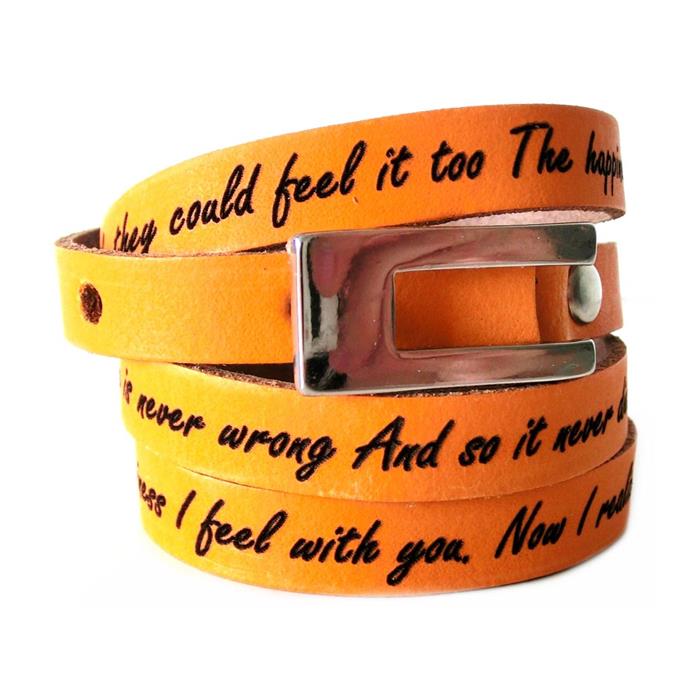 Wrap bracelet leather unisex with laser engraving