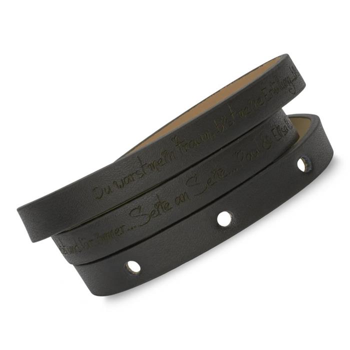 Black leather wrap bracelet engravable