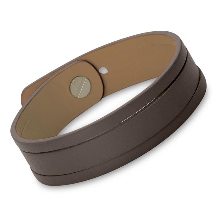 Imitation leather bracelet slits dark brown