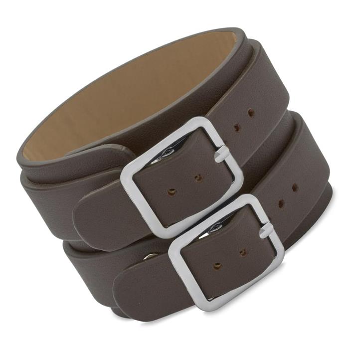 Brown leather strap double strap engravable