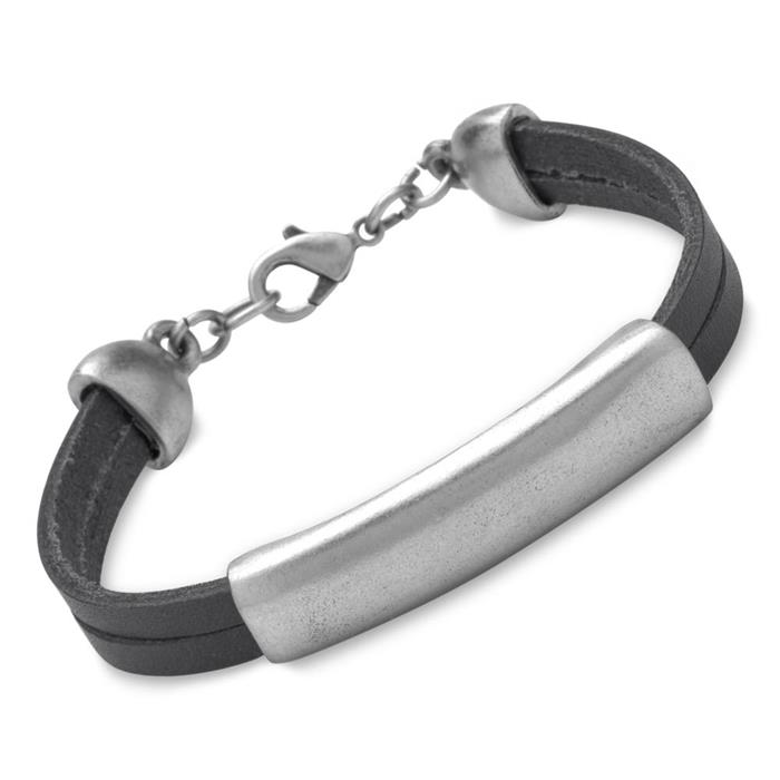 Black Leather Bracelet Engravable
