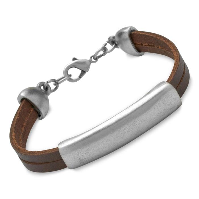 Leather wristband engravable dark brown