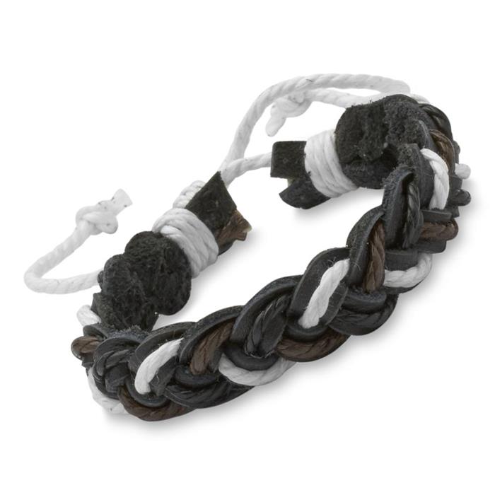 Bracelet braided design black dark brown white