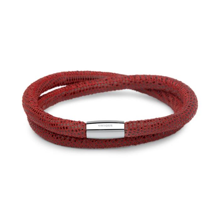 Zweireihiges Lederarmband f&#xFC;r Clip-Charms rot