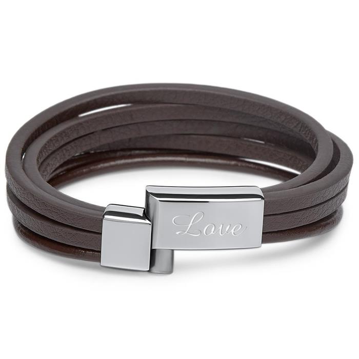 Engravable imitation leather strap in brown 6 strands