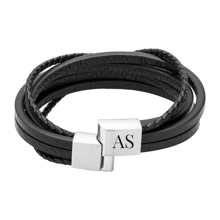 Gravierbares Armband silber/schwarz 6 Strähnen