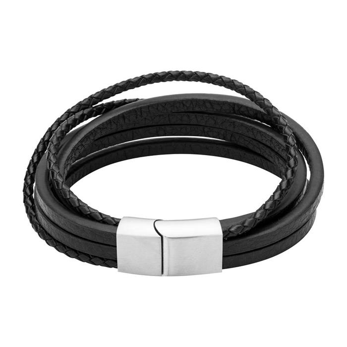 Graveerbare armband zilver/zwart 6 strengen