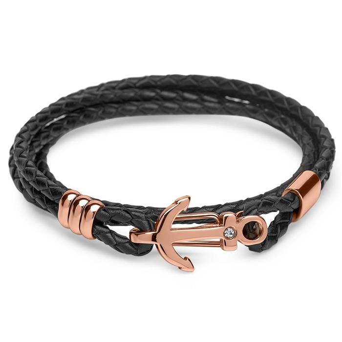 Kunstlederarmband Ankerverschluss in roségold