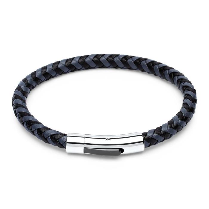 Braided Leather Bracelet Grey/Black