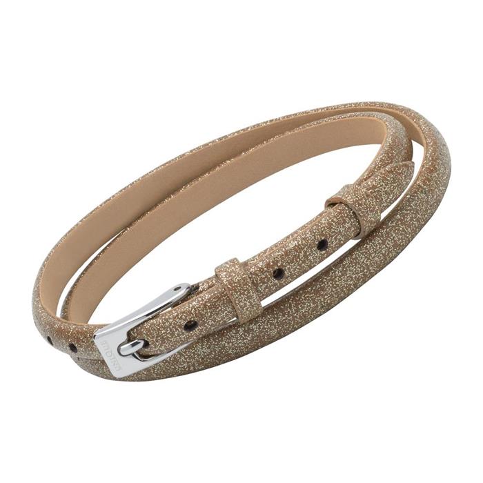 Brown leather strap with glittering particles