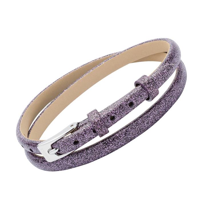 Leren armband in glitter paars
