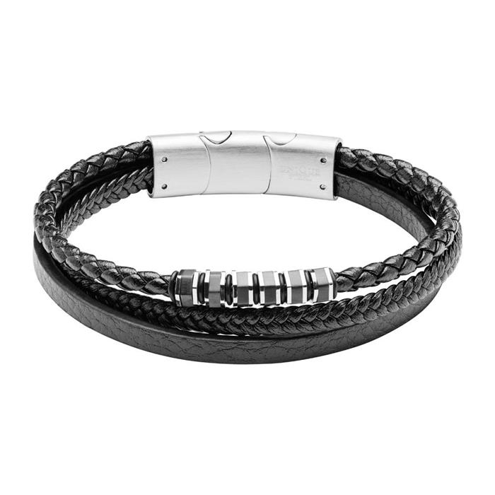 Engravable bracelet in black imitation leather for men