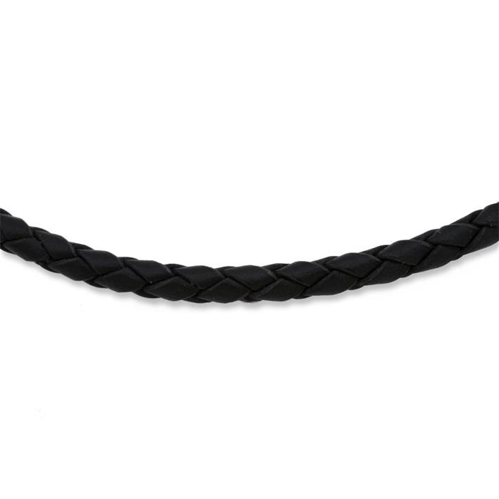 Genuine leather necklace black braided