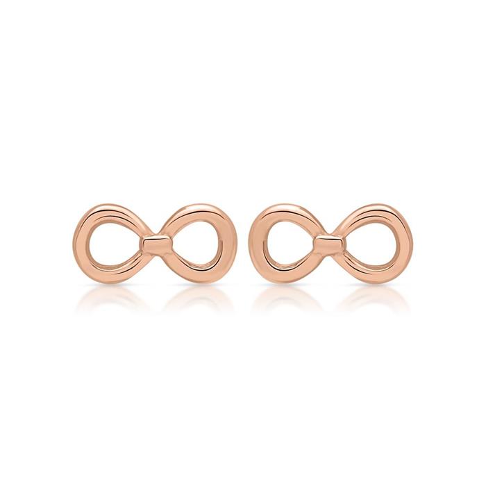 Silver earstuds rose gold-plated infinity